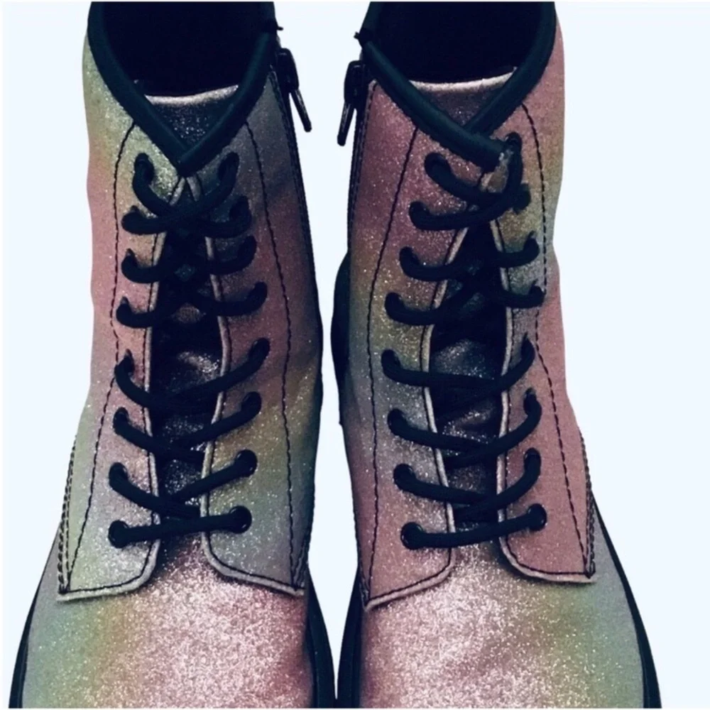 Dr. Martens 1460 Y Boots EU 37/L 6 Rainbow Glitter Combat Big Girl Side Zip Boot